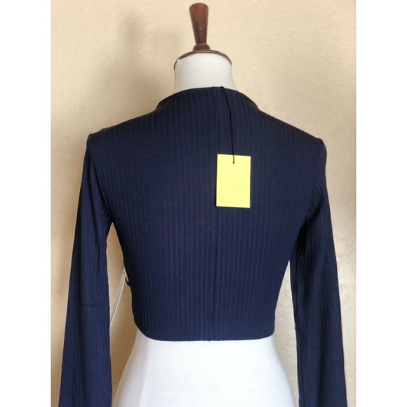 Noe Undergarments Navy Blue Ribbed Crop Top - Picture 5 of 10
